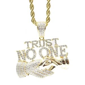 925 Silver Iced Out Diamond TRUST NO ONE Charm